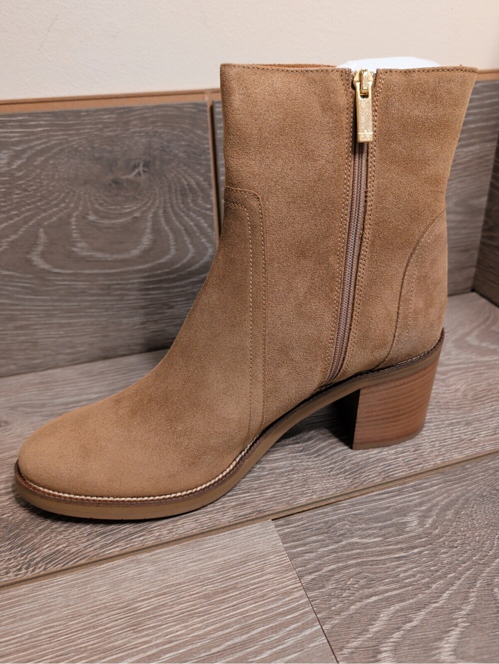 Aquatalia Janella Champagne Suede Mid-Calf Boots Size 11 M - New in Box